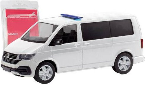 Herpa H0 Modell Volkswagen T 6.1 Bus mit Hänsch Warnlichtbalken DBS 5000 in Weiß