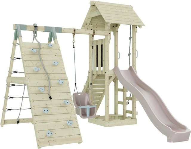 OutdoorToys Spielturm Trondheim mit Babyschaukel in Altrosa - Bild 1