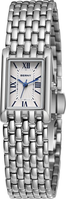 BERNY Armbanduhr, Quarz, Edelstahl, rechteckig, Silber, Damen - Bild 1