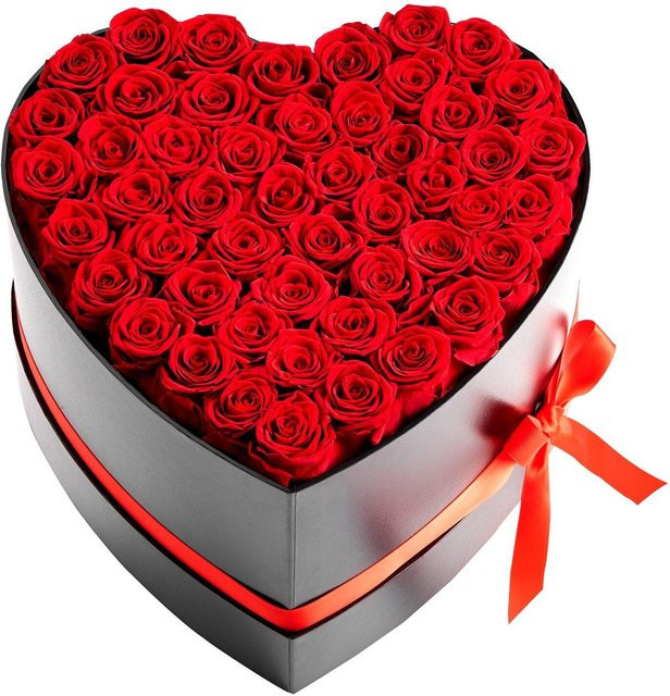Forever Flowers Bouquet aus 50 konservierten Rosen in Herzform, Farbe: Rot, Marke: Buying Solutions, MB - Bild 1