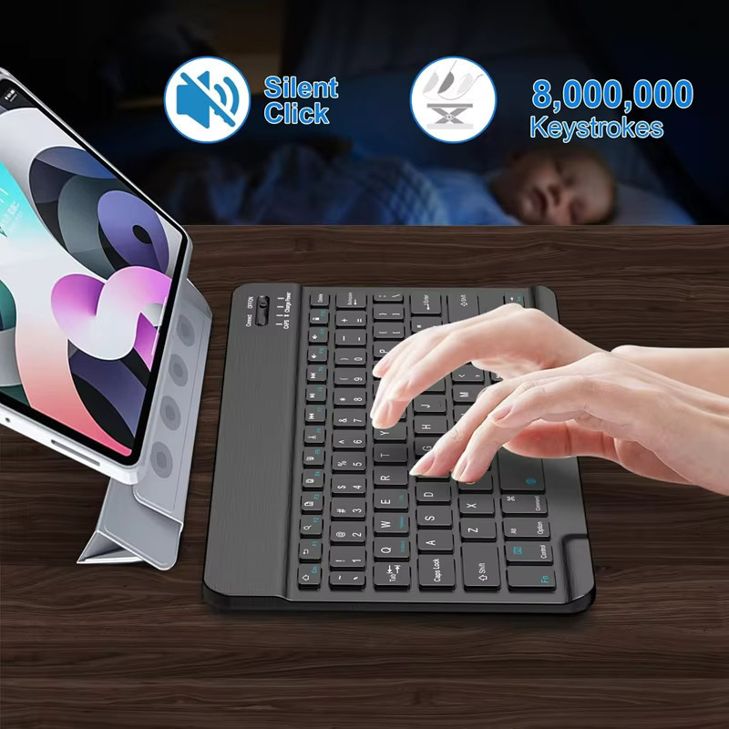 Drahtlose Bluetooth Mini-Tastatur mit 78 Tasten in Schwarz für Android, iOS und Windows - Bild 3