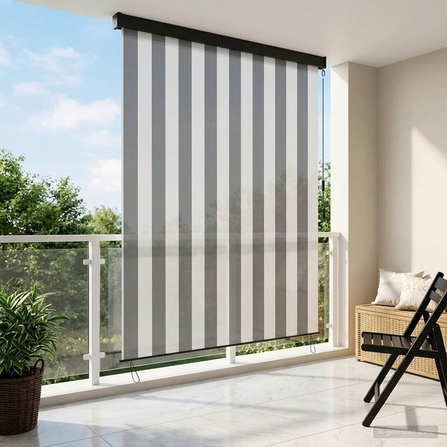 Außenrollladen Yiwydaa aus Aluminium und Polyester in Anthrazit und Weiß, B: 180 cm, H: 250 cm - Bild 1