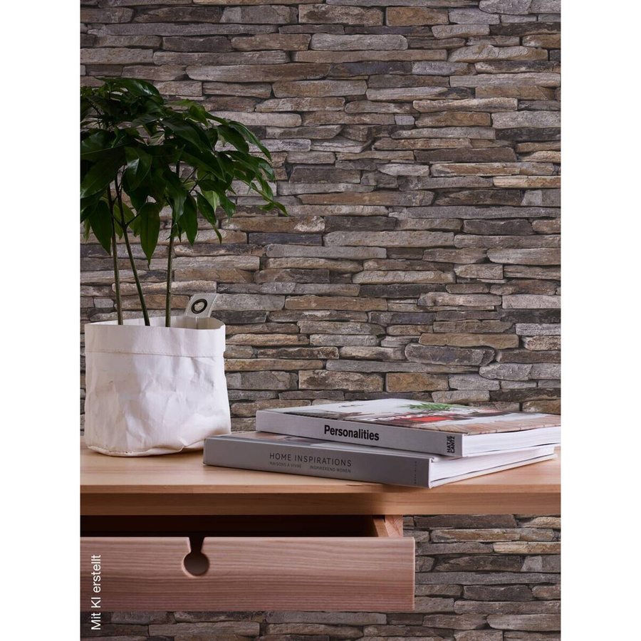 A.S. Création Vliestapete in Beige, Blau und Braun mit modernem abstrakten Naturdesign, B/H: 53 x 1005 cm - Bild 4