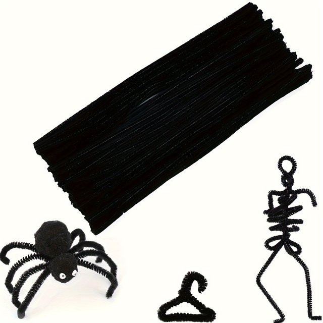 100 Stück schwarze Chenille-Stiele für Kinder DIY Kunsthandwerk - Bild 1