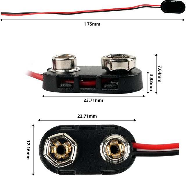 wishiot 9-V-Batterie-Schnappverbinder-Clip mit 15 cm Leitungsdrähten und Gleichstromkabel-Buchse für Arduino und DIY-Elektronikprojekte - Bild 1