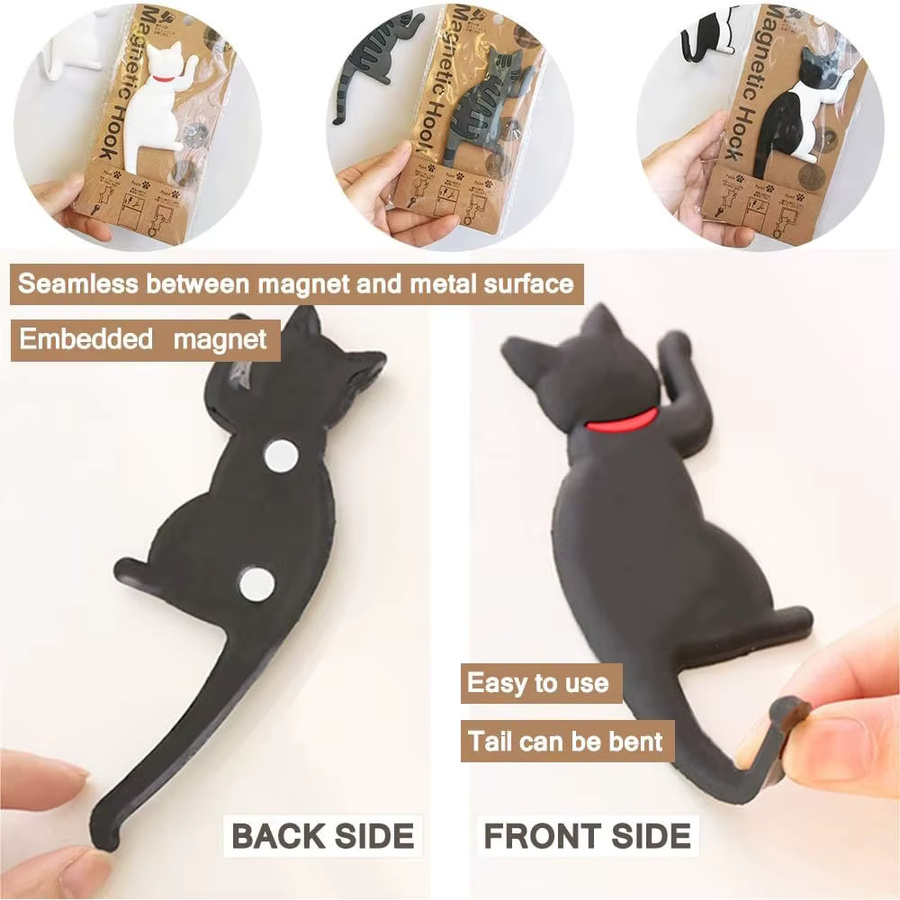LMETJMA Katzen-Magnethaken für den Kühlschrank, Niedliche Tierförmige Magnet-Hängehaken aus Kunststoff - Bild 3