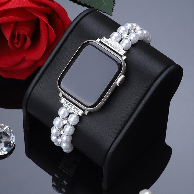 samusak Uhrenarmband Edelstahl, Silber, Diamant, Perle, Damen - Bild 1