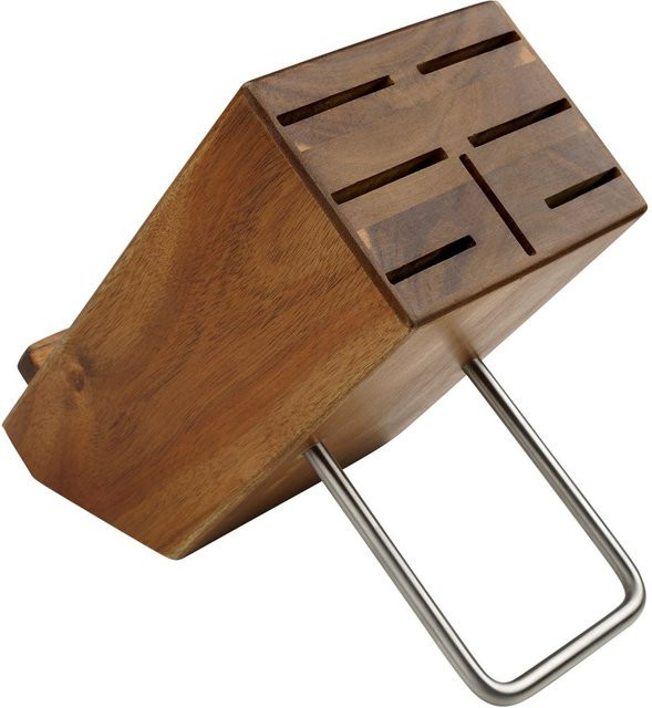 Nirosta Messerblock mit Tablethalter aus Holz in Braun B/T/H: 25,0 x 20,0 x 12,0 cm - Bild 1