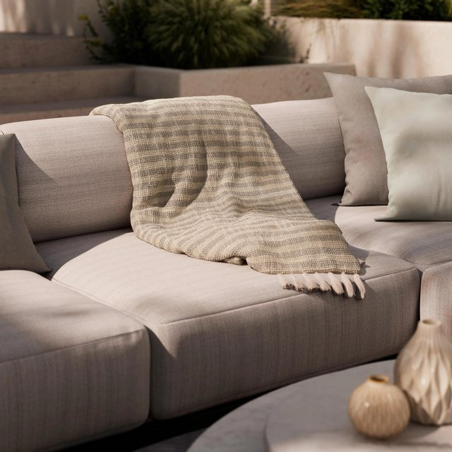 Bessagi Garden Decke Marion Beige gestreift B/H: 130 x 170 cm - Bild 1
