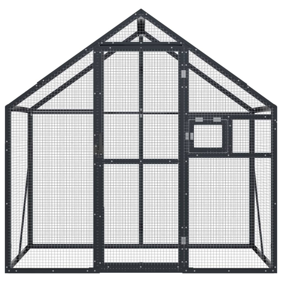 vidaXL Voliere aus Aluminium in Anthrazit mit verzinktem Maschendraht, B/T/H: 179 x 100 x 185 cm - Bild 4