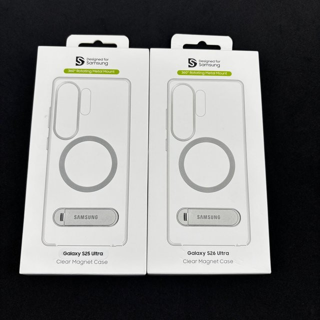 Samsung Galaxy S26 S25 Ultra Magnetische Klare Schutzhülle mit 360 Grad Drehbarer Metallhalterung in Transparent - Bild 1