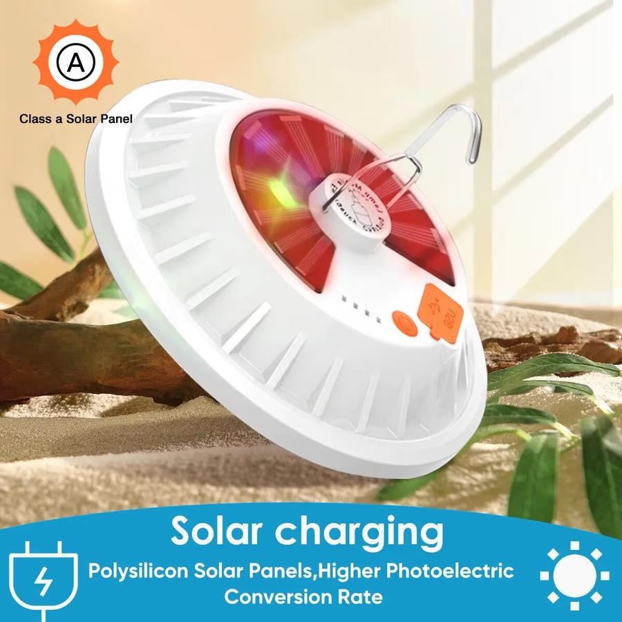 XIWANGFIRE Tragbare Solar-Campingleuchte in Weiß mit Haken, Powerbank-Funktion und 5 Modi für Innen- und Außenbereich - Bild 5
