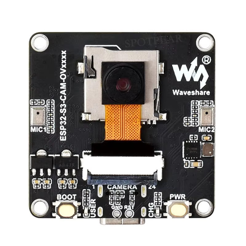 Spotpear ESP32-S3 KI-Kamera-Entwicklungsboard mit Doppelmikrofon und Display-Port in Schwarz - Bild 2