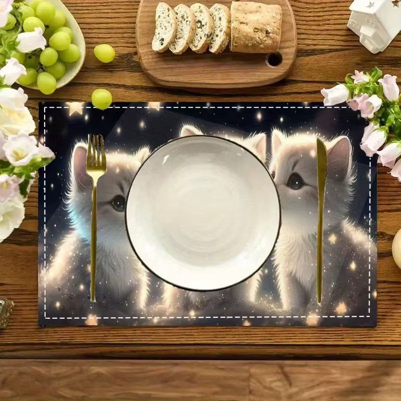VIKAMA Sternenhimmel-Tischset mit Katzenmotiv, wasserdicht und ölbeständig - Bild 3