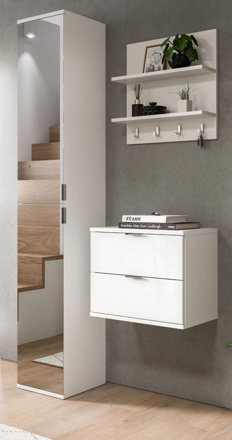 Inn.Furn Garderoben-Set SystemX 3-teilig in Weiß Hochglanz, B/H/T: 97 x 193 x 34 cm - Bild 1