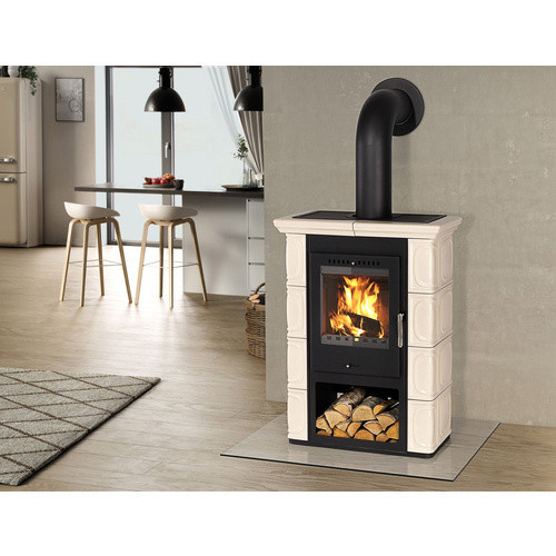 THORMA Kachelofen Augsburg in Schwarz/Beige mit 7 kW Leistung und Keramikoberfläche - Bild 4