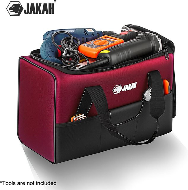 Robuste Werkzeugtasche von JAKAH mit breiter Öffnung und praktischen Taschen - Bild 1