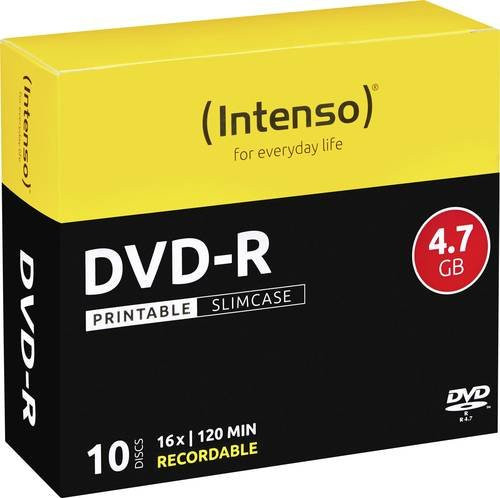 Intenso DVD-R Rohlinge 4,7 GB bedruckbar 10er Pack Slimcase - Bild 1