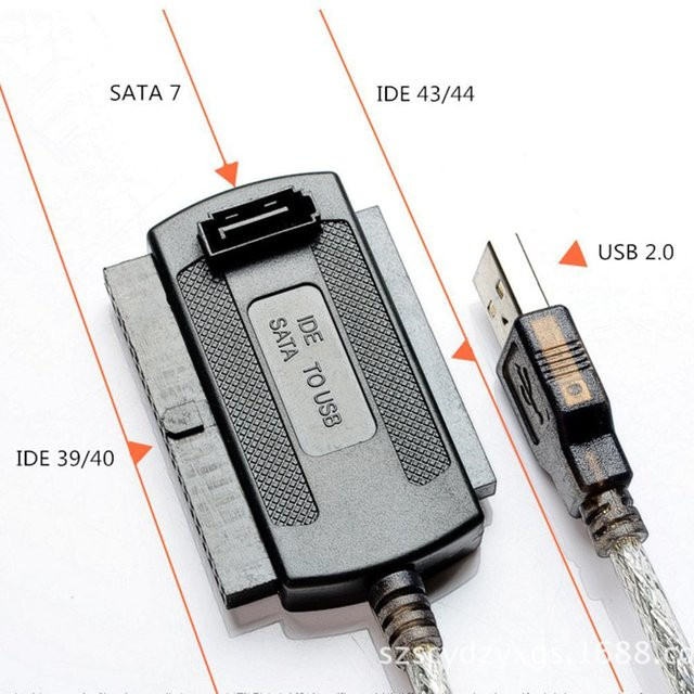 USB 2.0 Adapter für 2,5 und 3,5 Zoll IDE und SATA Festplatten, USB-zu-IDE-SATA Schnittstelle für PC und Laptop, Schwarz - Bild 1