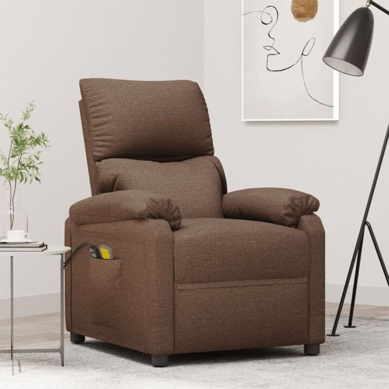 VIDAXL Relaxsessel Elektrischer Massagesessel Verstellbar Braun aus Polyester Stoff B: 70,5 cm, T: 90 cm, H: 100 cm - Bild 1