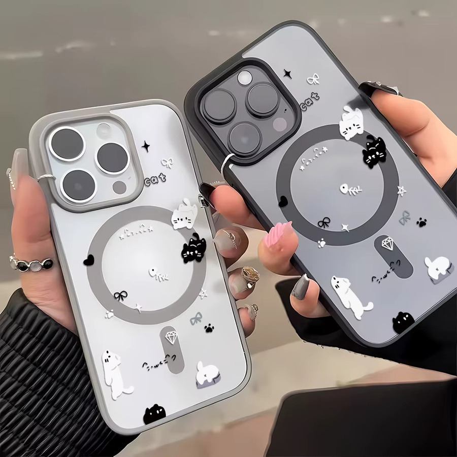 Magnetische iPhone Hülle mit Cartoon-Katze und kabelloser MagSafe Ladefunktion für iPhone 18 bis iPhone 11 Pro Max - Bild 2
