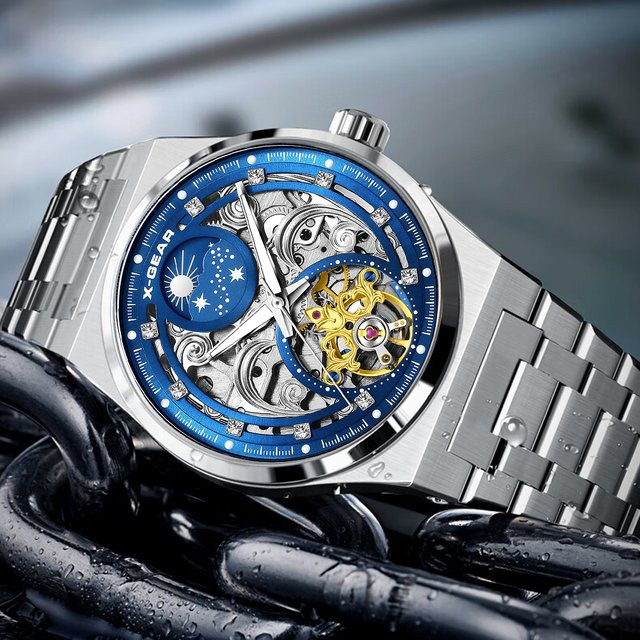 X-GEAR Armbanduhr, Automatik, Edelstahl, Blau, Herren - Bild 1