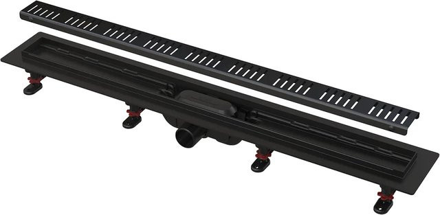 Alcadrain Duschrinne mit Rand und perforiertem Rost in Schwarz-Matt, Länge: 650 mm - Bild 1