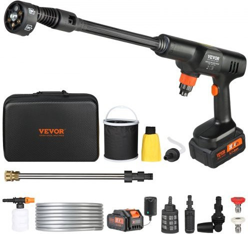 VEVOR Akku Hochdruckreiniger Cordless Pressure Washer mit 4,0Ah Akku und Schnellladegerät, Schwarz - Bild 1