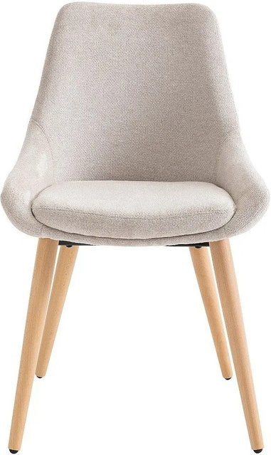 Vente-unique Stuhl Masurie in Beige aus Stoff und Buche, Breite: 49 cm - Bild 1