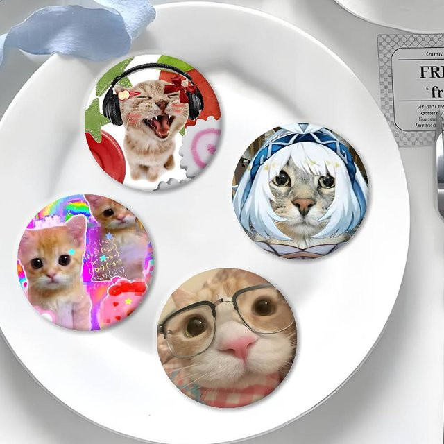 52TOYS Anstecker Katzen-Meme, Weißblech, Unisex - Bild 1