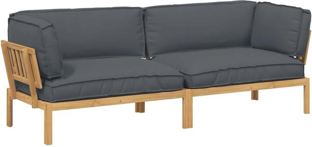 vidaXL Gartenmöbel Set 2-teilig aus Akazien-Massivholz in Anthrazit mit Kissen und wetterfestem Outdoor-Stoff - Bild 1