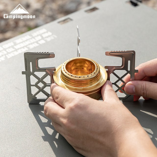CAMPINGMOON AS-1-ST Alkoholkocherständer aus Messing in Gold für Outdoor und Picknick - Bild 1