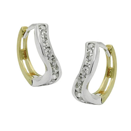 SIGO Creolen bicolor, Zirkonia, Gold 375 - Bild 1