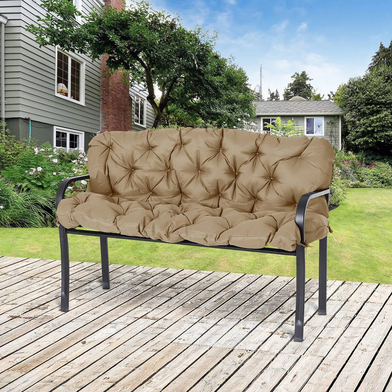 Outsunny 3 Sitzer Bankauflage mit Bändern, Khaki, B/T/H: 150 x 98 x 8 cm - Bild 2