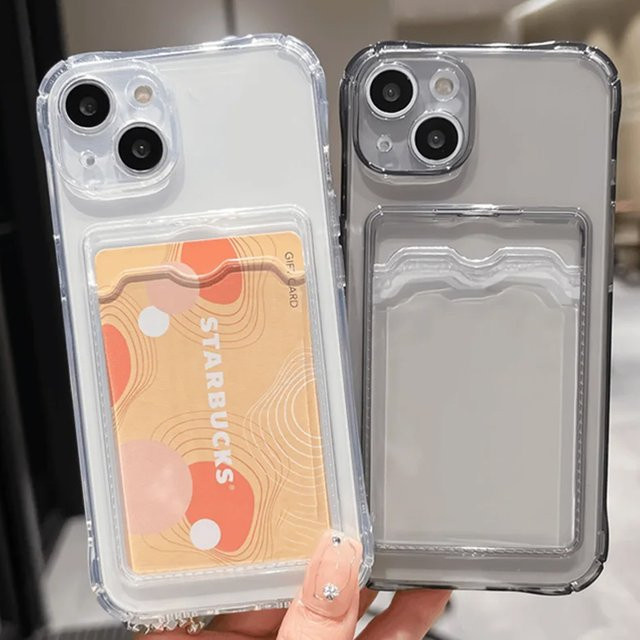 Transparente Kartenhülle für Apple iPhone 17 16 15 14 13 12 11 Pro Max Mini XS X XR 7 8 16 Plus 17e 16e Stoßfeste Schutzhülle - Bild 1