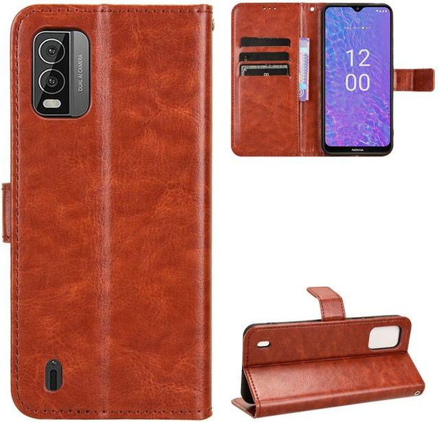 Leder Klapphülle in Braun für Nokia XR21, XR20, X30, X20 und X10 mit Kartenfächern und Ständerfunktion - Bild 1