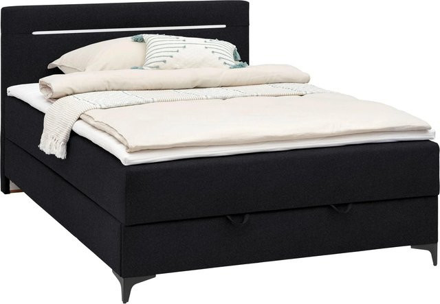 Mömax Boxbett Jerry in Schwarz mit gepolstertem Rahmen, Breite: 100 cm, Tiefe: 200 cm - Bild 1