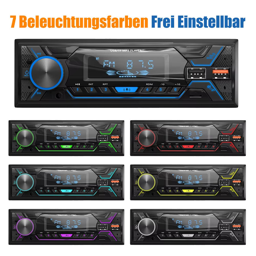 MOPECT DAB+ Single 1 DIN Autoradio mit Bluetooth, MP3-Player, 2 USB, TF, FM und AUX in Schwarz - Bild 2