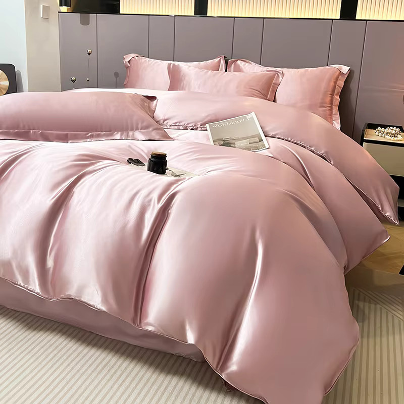 Lan duo mao Luxuriöses Satin-Bettwäsche-Set einfarbig für Einzelbett oder Doppelbett - Bild 3