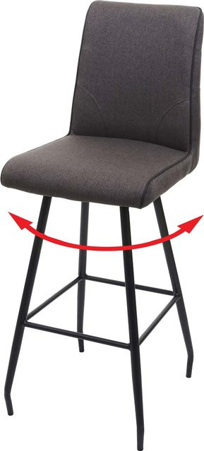 Drehbarer Barhocker MCW-H72 mit Fußablage aus Stahl und Textil in Grau-Braun - Bild 1