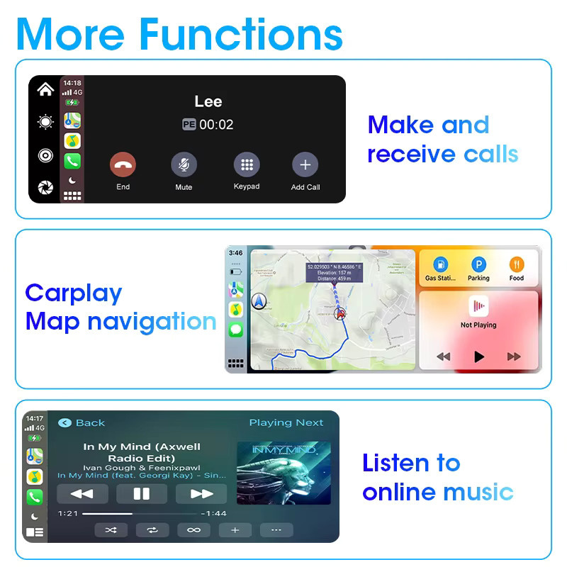 Jansite Tragbares Motorrad-Display mit 8,1 Zoll Bildschirm, Bluetooth, Carplay, Android Auto Navigation und TPMS, IP67 wasserdicht, Schwarz - Bild 8