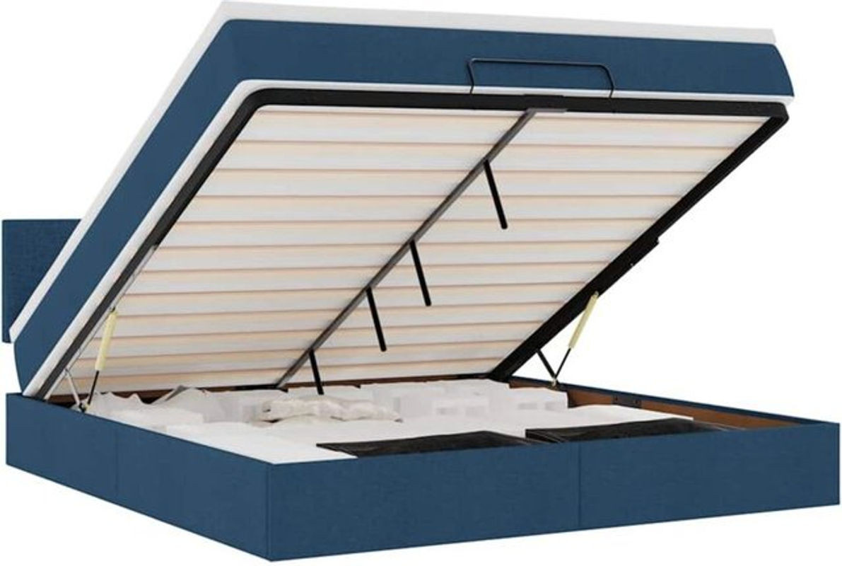 vidaxl Ottoman Polsterbett mit Matratze in Blau aus Stoff, Modernes Polsterbett B/T: 160 x 200 cm - Bild 1