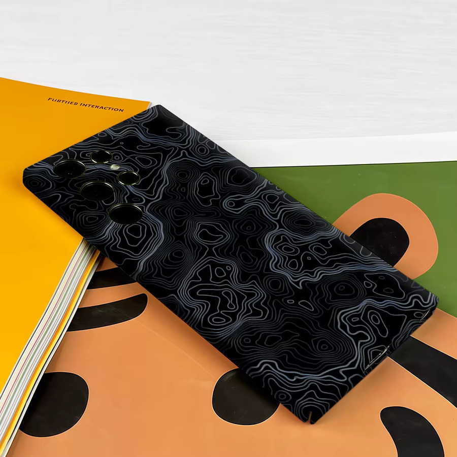 Stoßfeste Handyhülle mit topografischer Konturkarte für Samsung Galaxy S26 S25 S24 S23 Ultra Plus in Schwarz - Bild 3