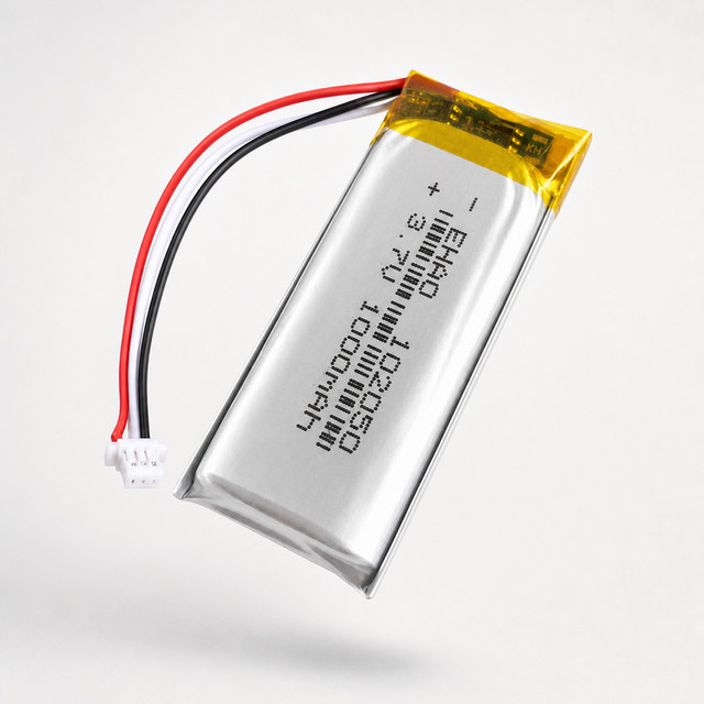 Koonenda Lithium-Polymer-LiPo-Akku 102050, 3,7V 1000mAh, wiederaufladbare Zelle in Silber mit JST 1,0mm 3-Pin-Stecker für Kabelmikrofone, Audio und Computer - Bild 1