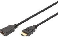 Digitus HDMI High Speed Verlängerungskabel mit Ethernet/LAN, Stecker HDMI-A auf Buchse HDMI-A, Schwarz, 5,00 m - Bild 1
