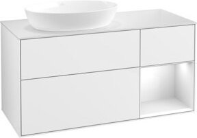 V&B Waschtischunterschrank Finion mit Wandbeleuchtung, Farbe Weiß lackiert, Breite: 120 cm, Tiefe: 50,1 cm, Höhe: 50,1 cm - Bild 1