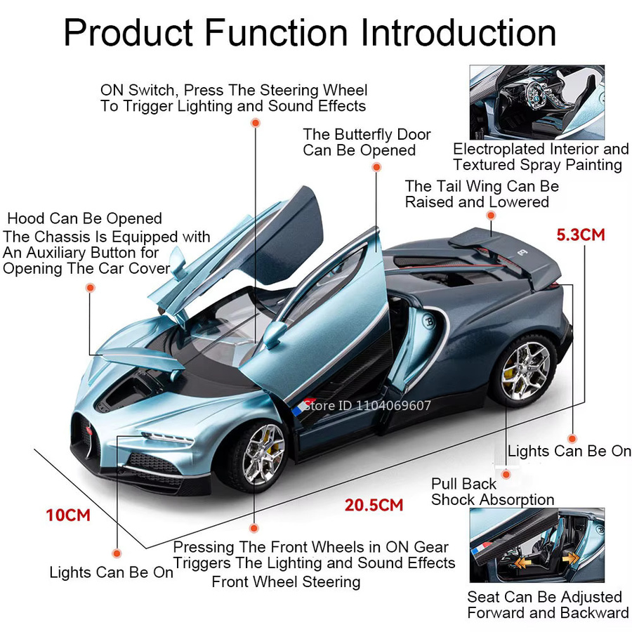 MAKEDA Tourbillon GTR S15 Modell Sportwagen, 1:24, Metall, mit Licht und Sound - Bild 1