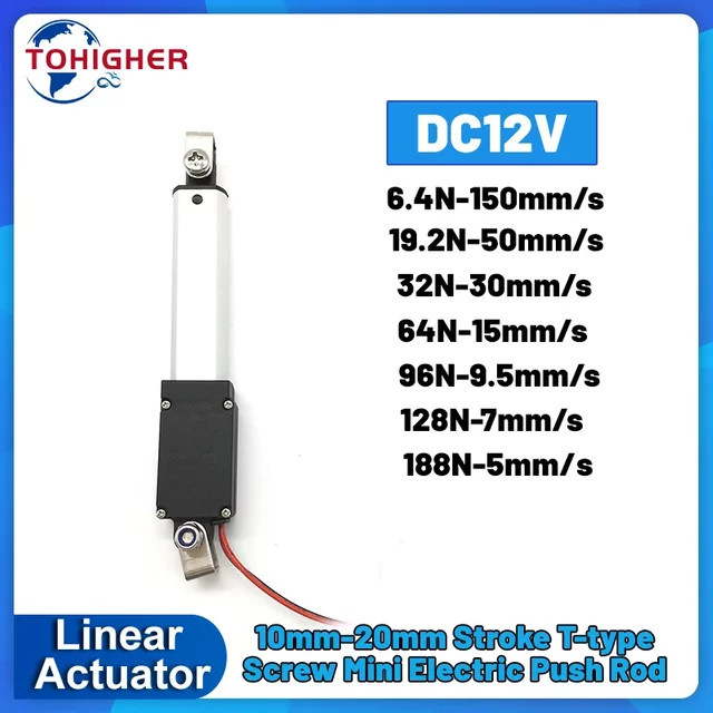 YUN DUAN Micro Linear Thrust Actuator Mini Elektrischer Zylinder Schubstange DC12V 6,4-188N Hubkolbenmotor in Silber - Bild 1