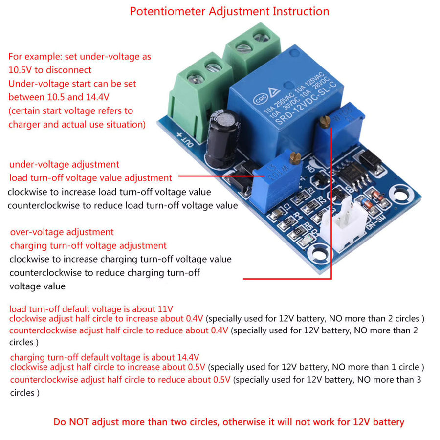 ESTINK 12V Batterie Niederspannung Abschaltung mit automatischem Ein-Wiederherstellungsmodul in Blau - Bild 2