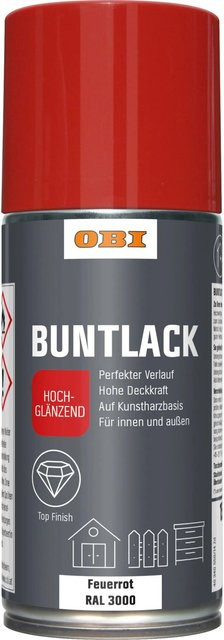 OBI Buntlack Spray RAL 3000 Feuerrot hochglänzend 150 ml - Bild 1